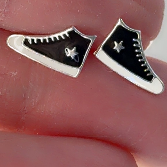 Sterling Silver Sneaker Stud Earrings – Fun, Novelty Design for Everyday Wear - Picture 3 of 14